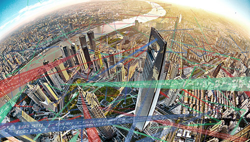 The skyline view of Shangain, one of China's Smart Cities, that is connected by the 'Internet of Things'